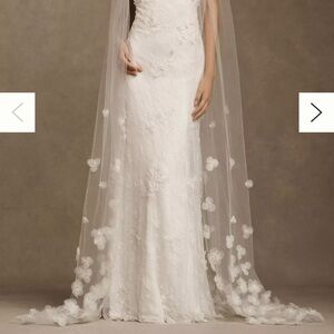 Anthropologie Rosyn Scattered Flowers Chapel Veil